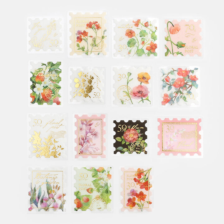 BGM Flake Sticker Stamps - Red Floral