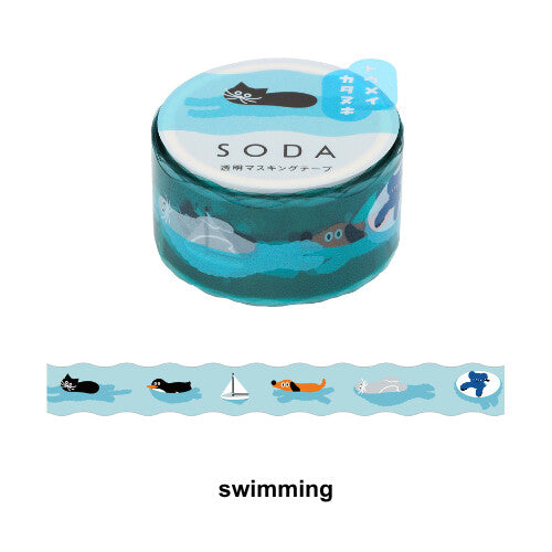 SODA Clear Masking Tape - Swimming Animals