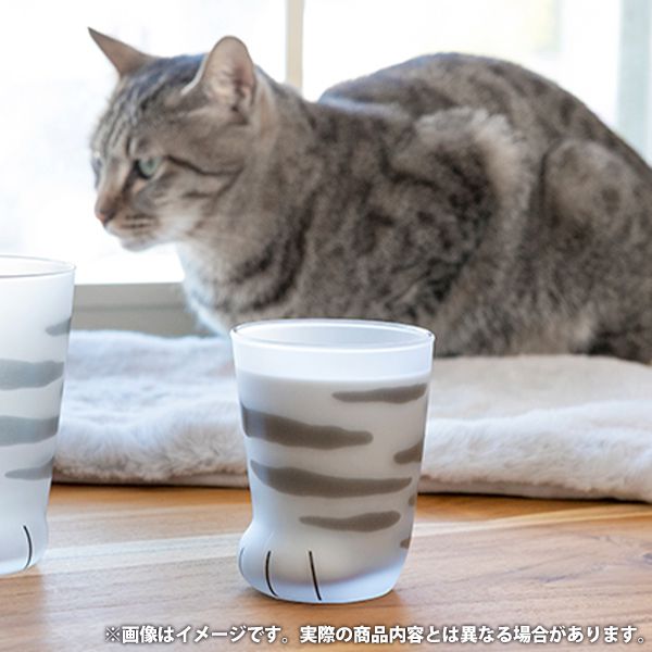 Coconeco Cat Paw Glass - Grey Tabby Pattern