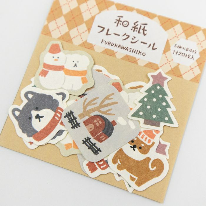 Furukawa Paper - Winter Limited Edition Flake Stickers - Dogs in the Snow