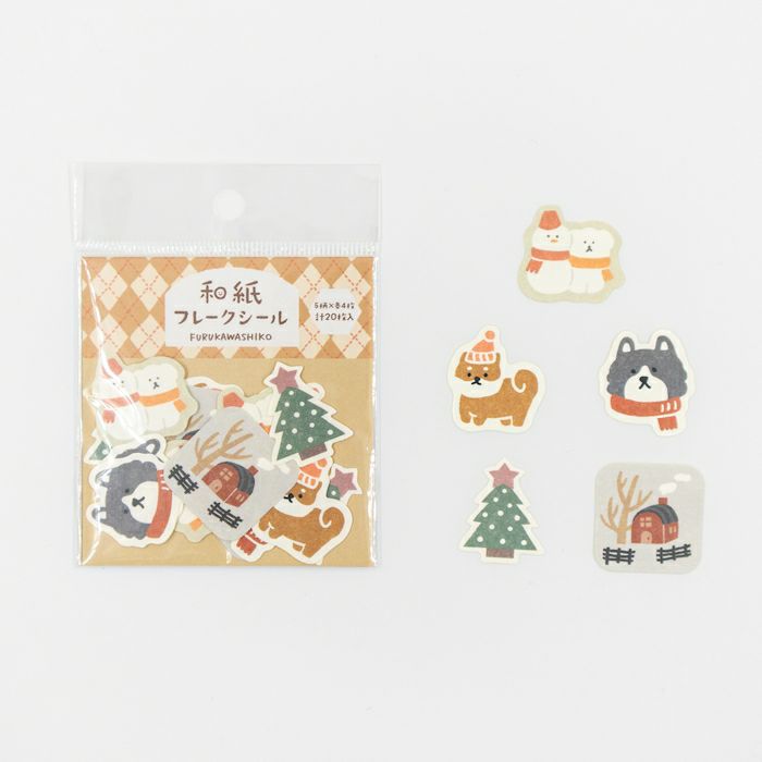Furukawa Paper - Winter Limited Edition Flake Stickers - Dogs in the Snow
