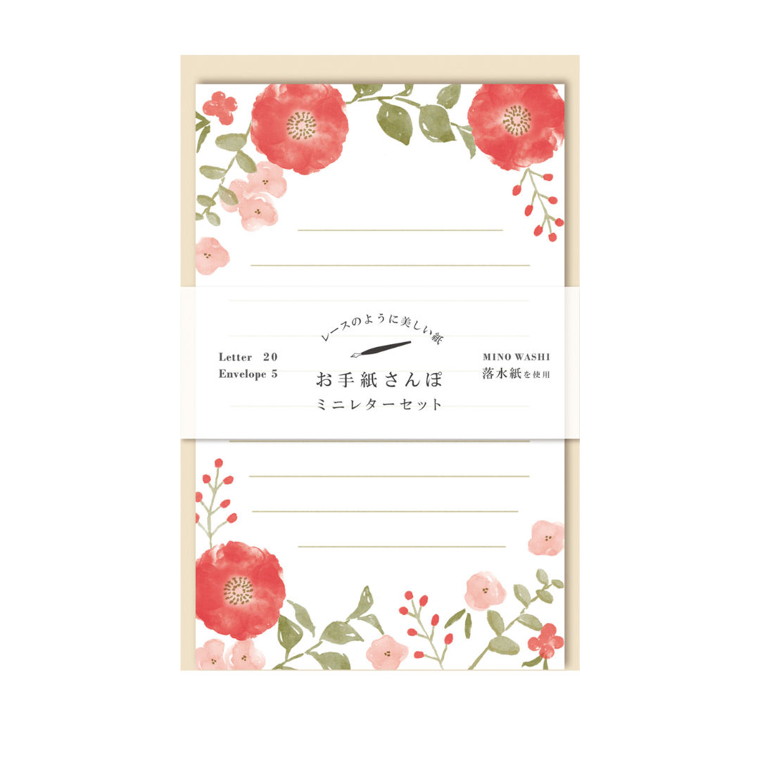 Furukawa Paper Works - Letter Set - Red & Pink Flowers