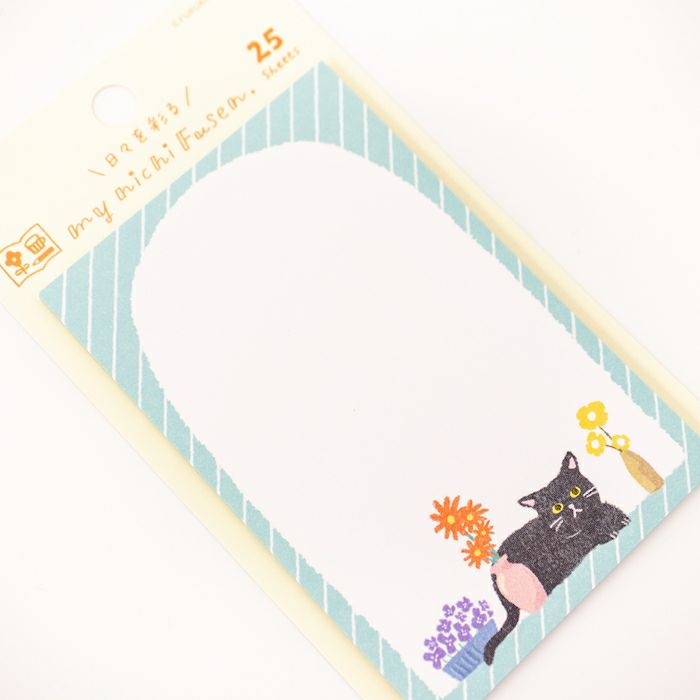 Furukawa Paper Works - Vertical Sticky Notes - Cat with Flowers