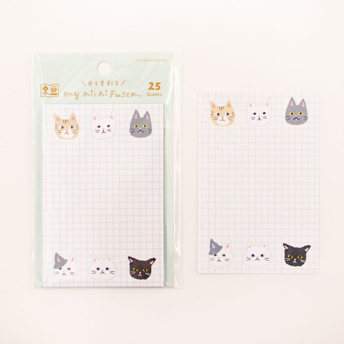Furukawa Paper Works - Vertical Sticky Notes - Cat Faces