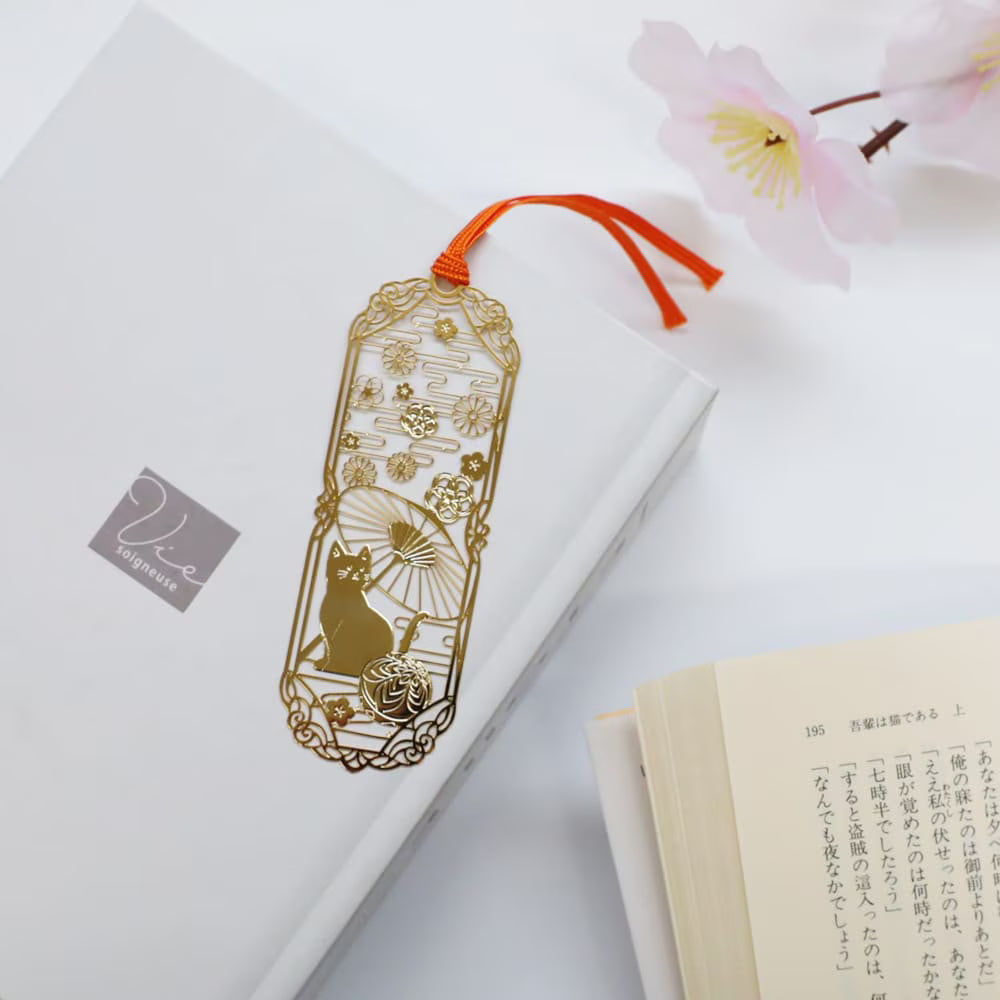 Japanese Bookmark - Cat with Umbrella