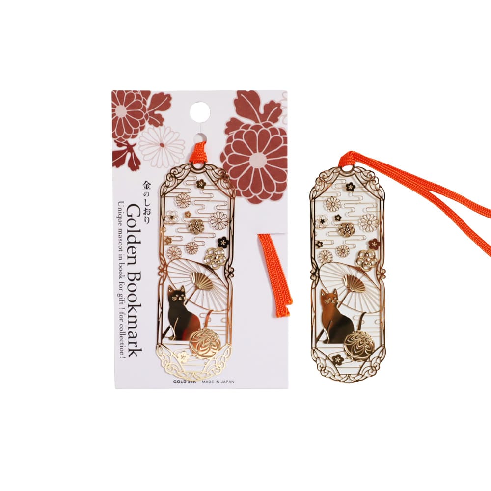 Japanese Bookmark - Cat with Umbrella