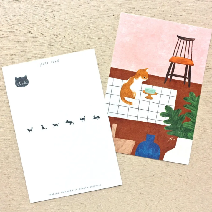 Hyogensha Postcard Pad - Meow by Mariko Fukuoka