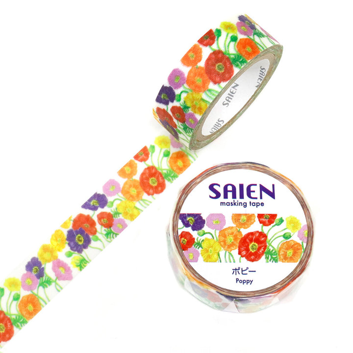 Kamiiso SAIEN Washi Tape - Poppy