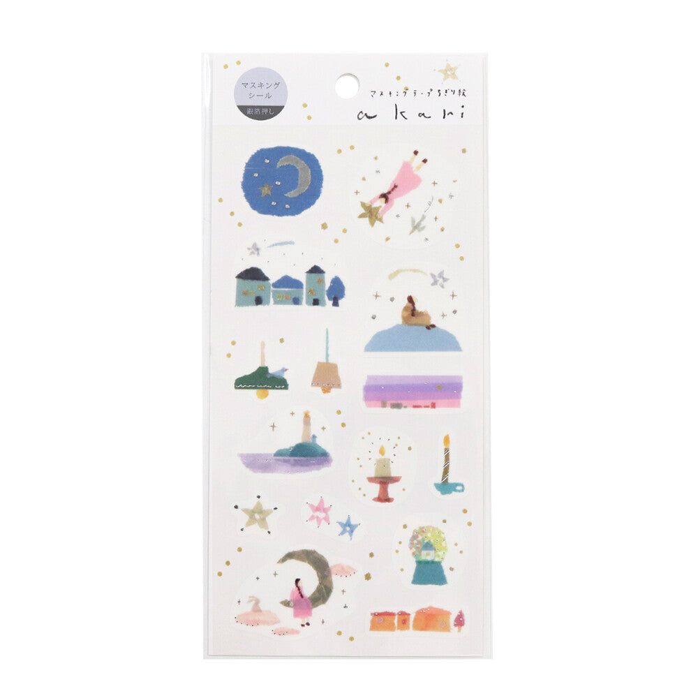 Kamiiso Sticker Sheet - Designed by Miki Tamura - Akari (Silver Foil Inlay)