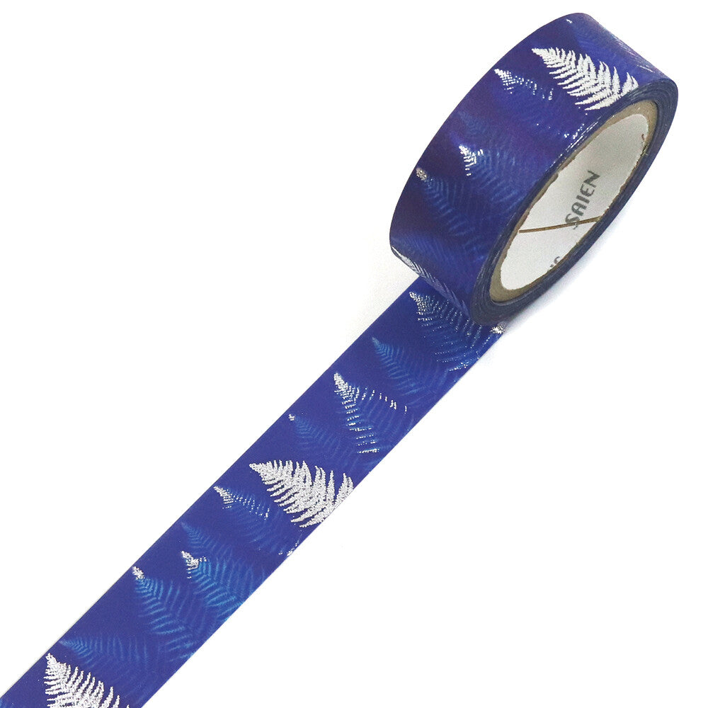 Kamiiso SAIEN x Iriya Washi Tape - Ferns - "Notes Bleues"