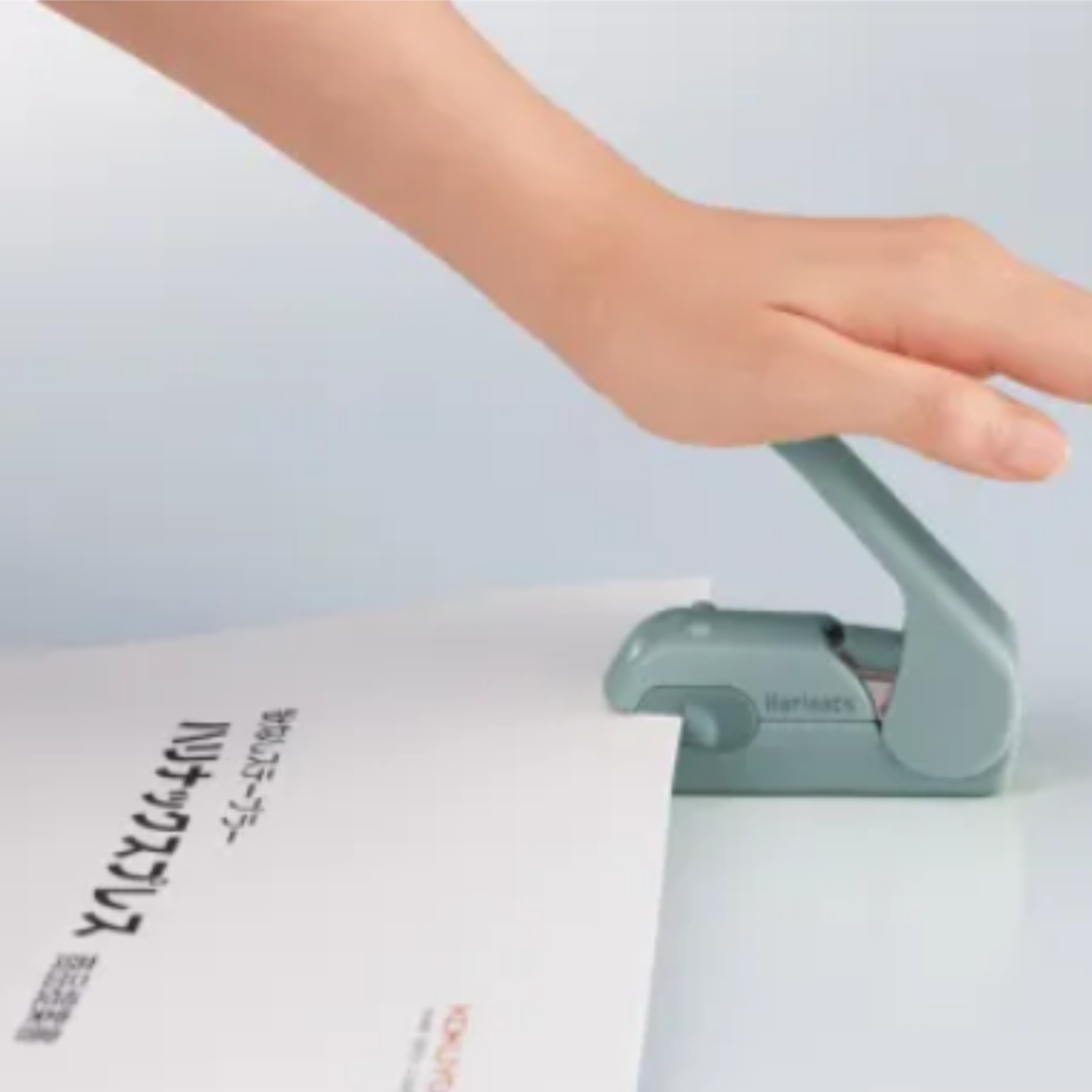 Kokuyo Harinacs Press Staple-free Stapler - Green Blue