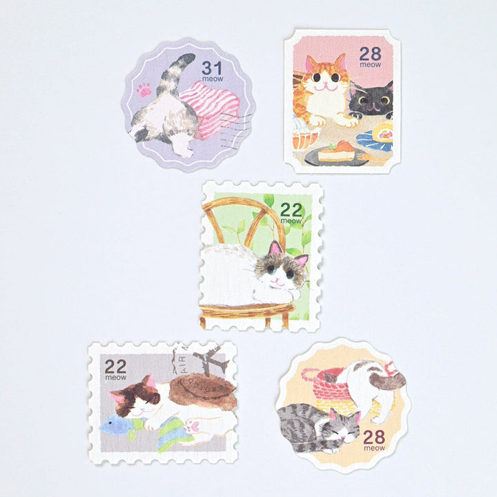 NB Japanese Flake Stickers - "Nekorobi" Series - Cat Stamps