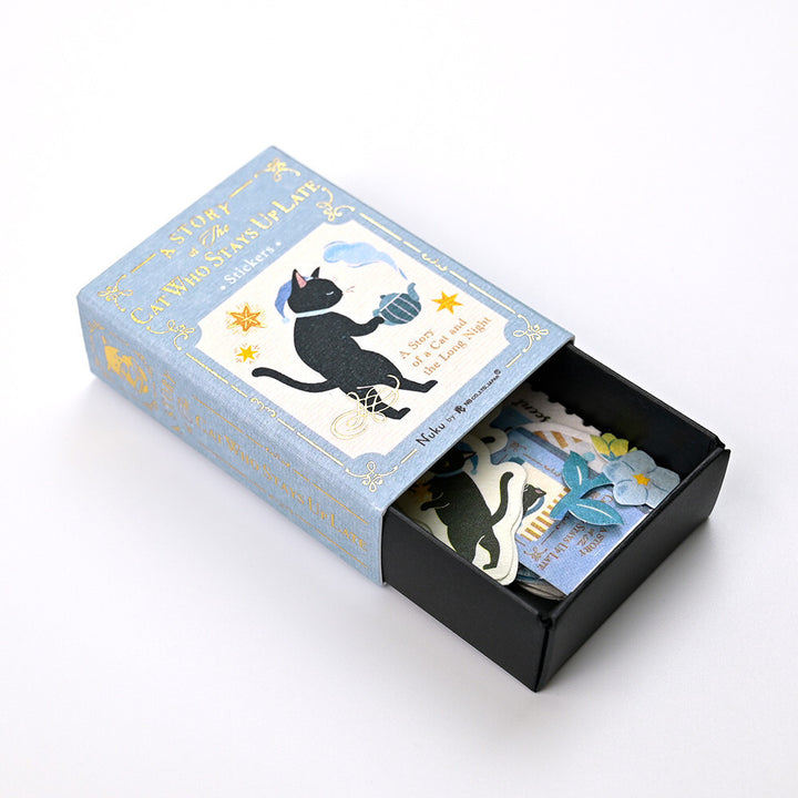 NB Japanese Flake Sticker Story Box - Cat Who Stays Up Late