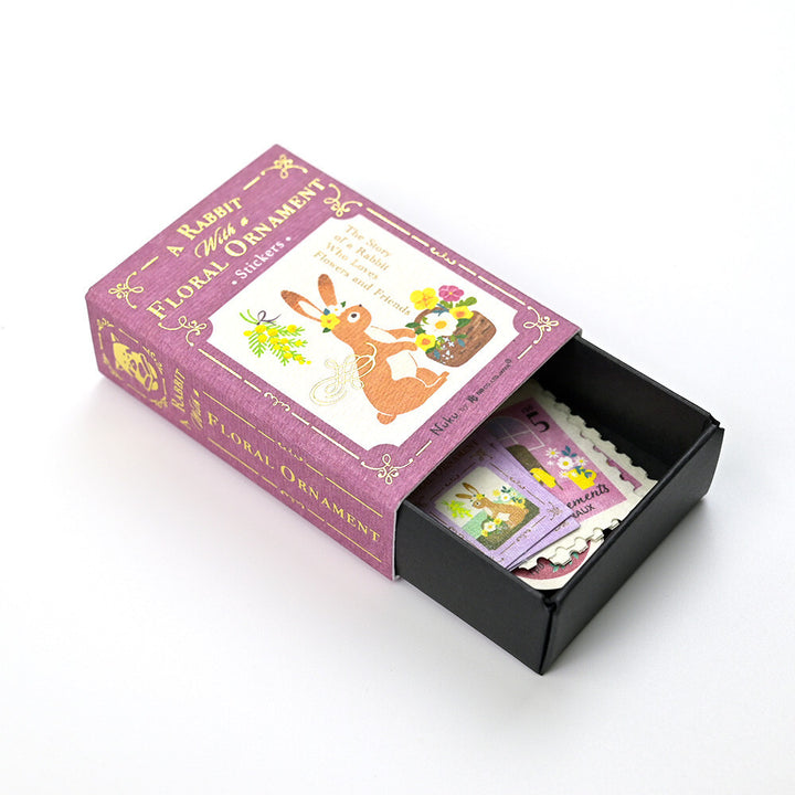 NB Japanese Flake Sticker Story Box - Floral Rabbit