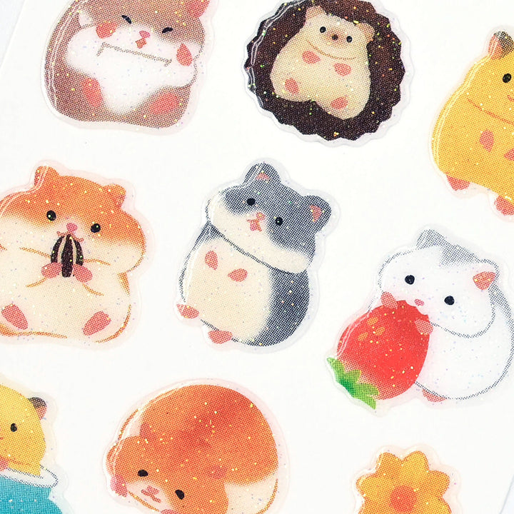NB Japanese Sparkly Stickers - Hamsters and Hedgehogs