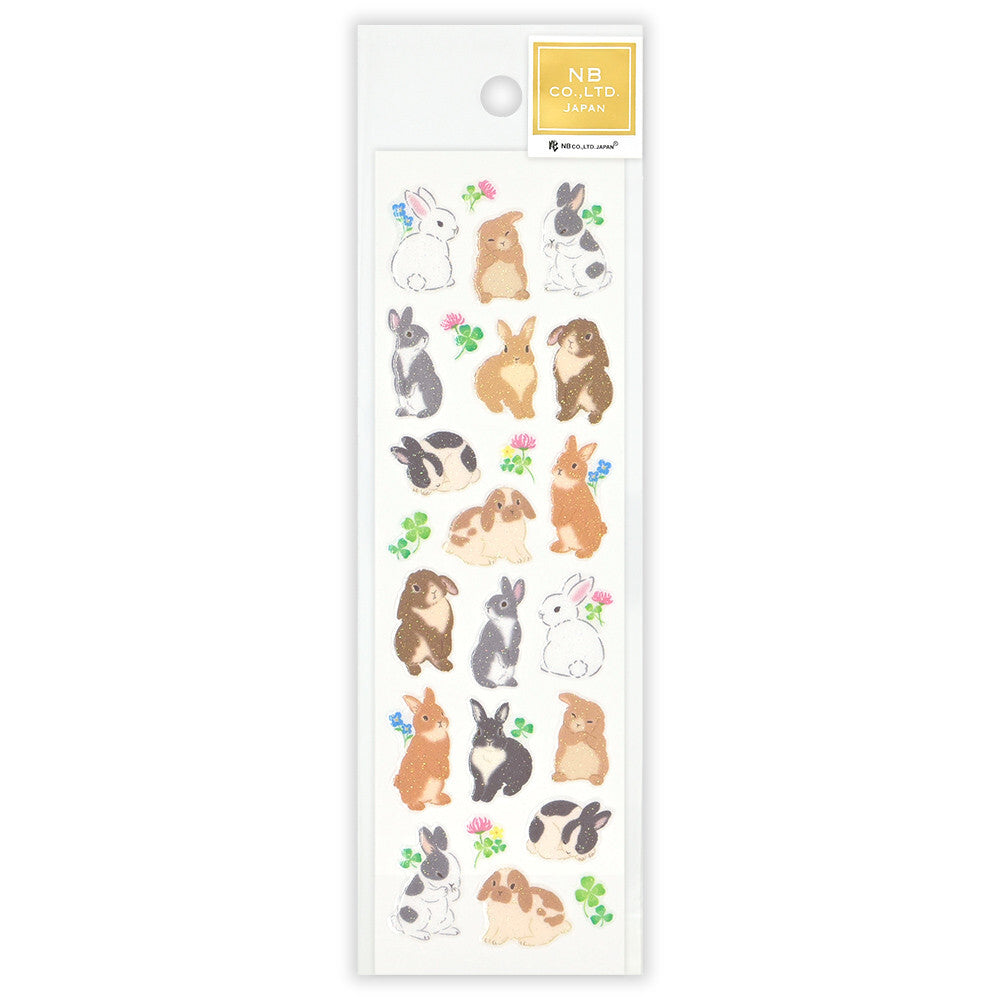 NB Japanese Sparkly Stickers - Rabbits & Wildflowers