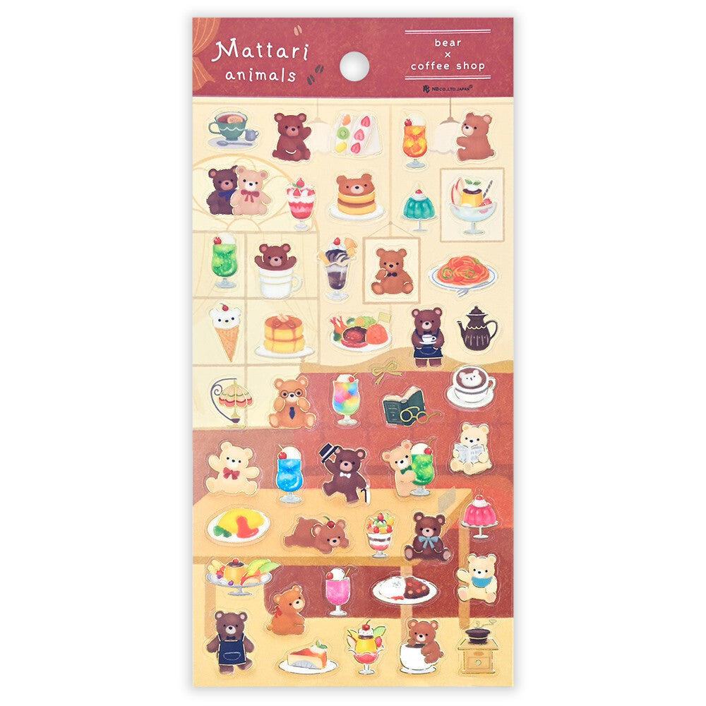 NB Japanese Sticker Pack - Mattari Animals Series - Bear x Coffee Shop
