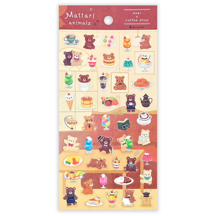 NB Japanese Sticker Pack - Mattari Animals Series - Bear x Coffee Shop