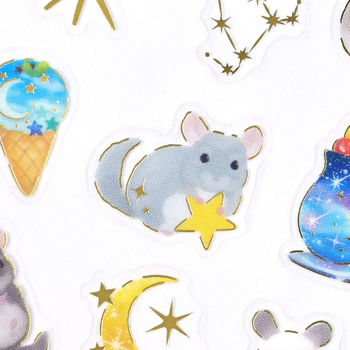 NB Japanese Sticker Pack - Mattari Animals Series - Chinchilla x Night Cafe