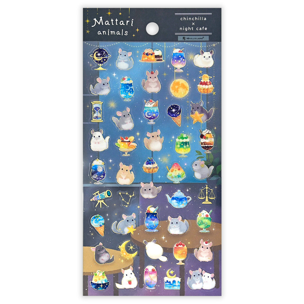NB Japanese Sticker Pack - Mattari Animals Series - Chinchilla x Night Cafe