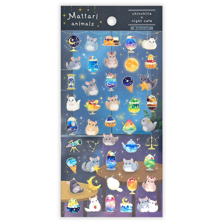 NB Japanese Sticker Pack - Mattari Animals Series - Chinchilla x Night Cafe