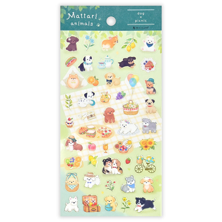 NB Japanese Sticker Pack - Mattari Animals Series - Dog x Picnic