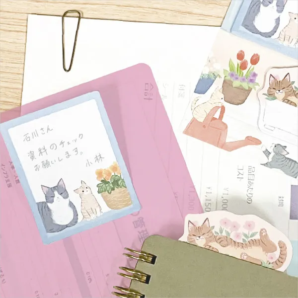 NB Sticky Notes - Nyantomo Series - Flower Garden Cats