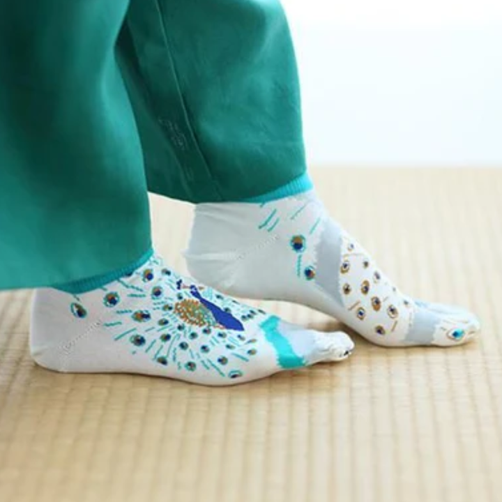 SOU.SOU Kyoto Tabi Low Cut Socks - Split Toe Design - Peacock (Size UK 4-6.5)