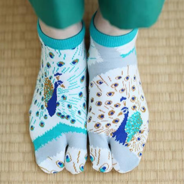 SOU.SOU Kyoto Tabi Low Cut Socks - Split Toe Design - Peacock (Size UK 4-6.5)