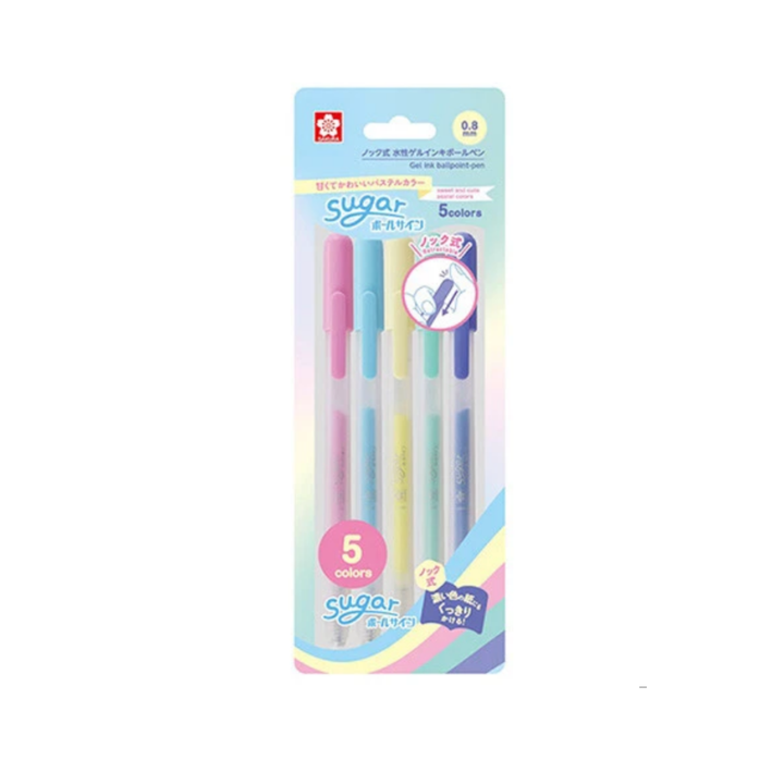 Sakura Sugar Ballpoint Gel Pen Set - 5 Pastel Colours