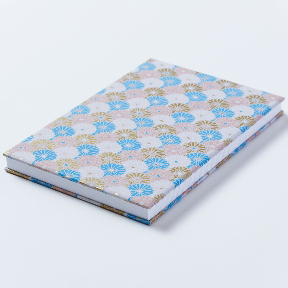 Shogado Yuzen Folding Stampbook - Shuincho Tone Series - Blue & Gold Chrysanthemum #3