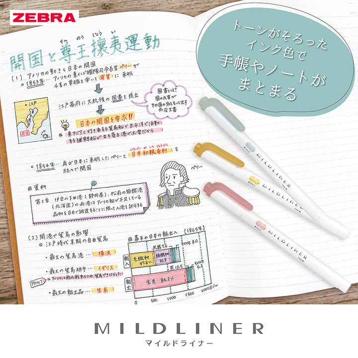 Zebra Mildliner - Set of 5 Colours - Natural Mild