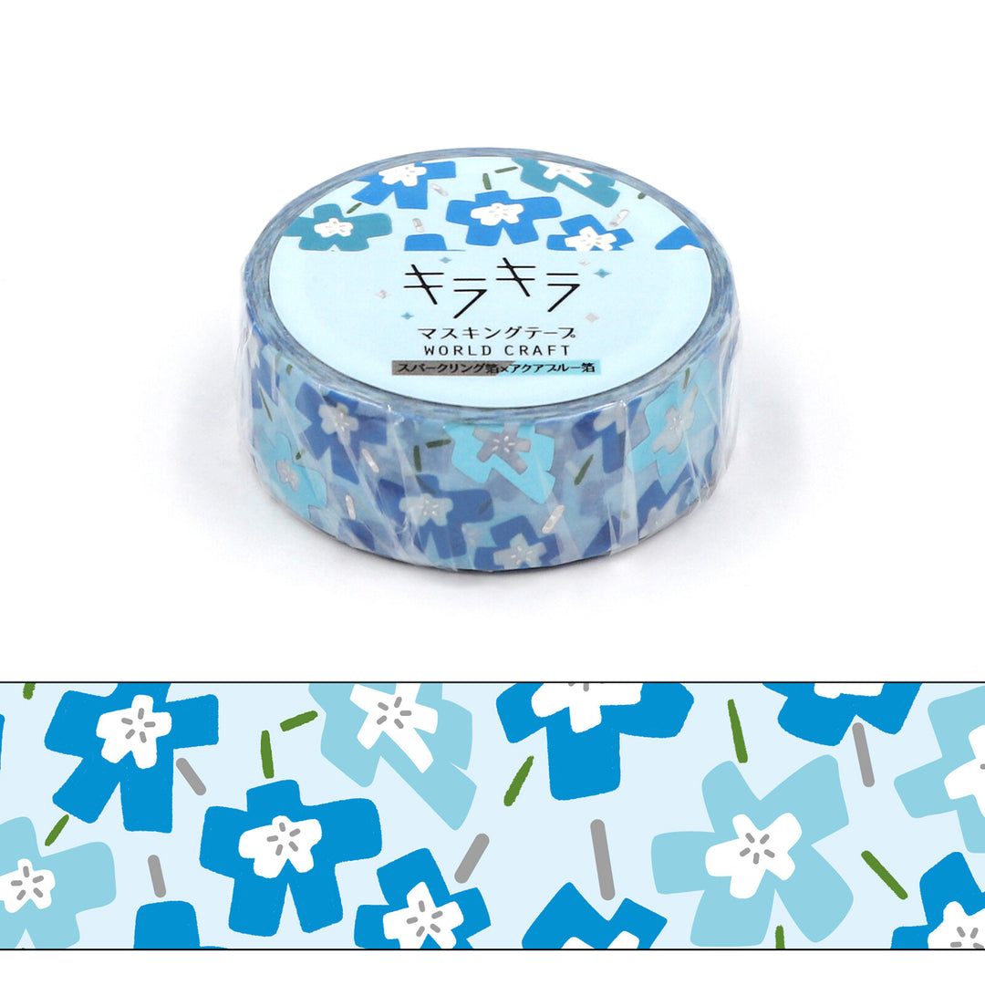 World Craft Glitter Washi Tape - Nemophila Flower