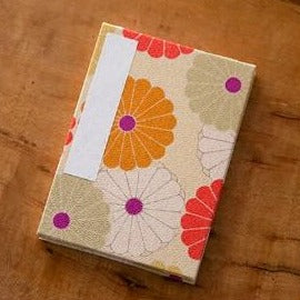 Noren Chirimen Fabric Folding Stampbook - "Kiku" Chrysanthemum - Beige