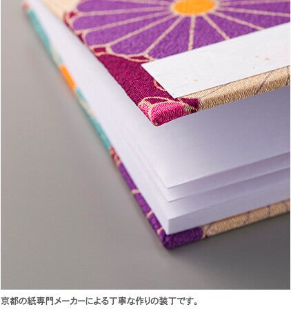 Noren Chirimen Fabric Folding Stampbook - "Kiku" Chrysanthemum - Purple