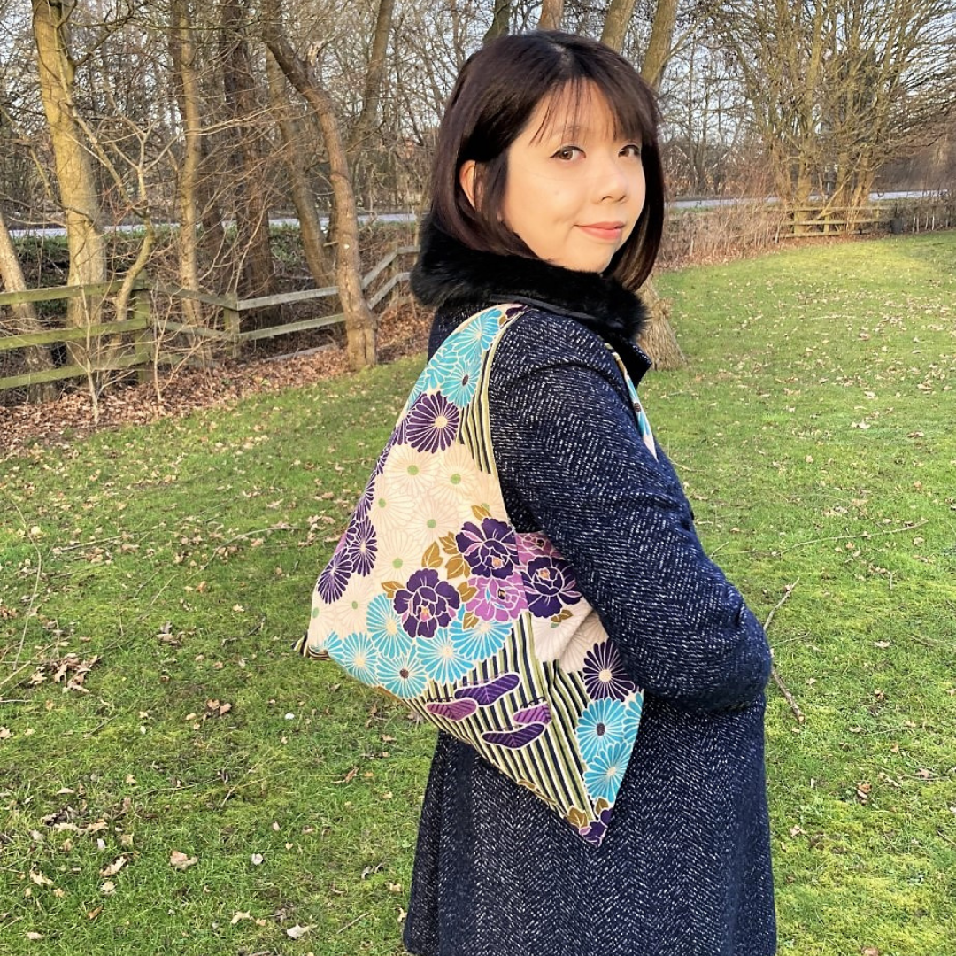 Noren Japanese Furoshiki Foldable Bag - Floral Purple