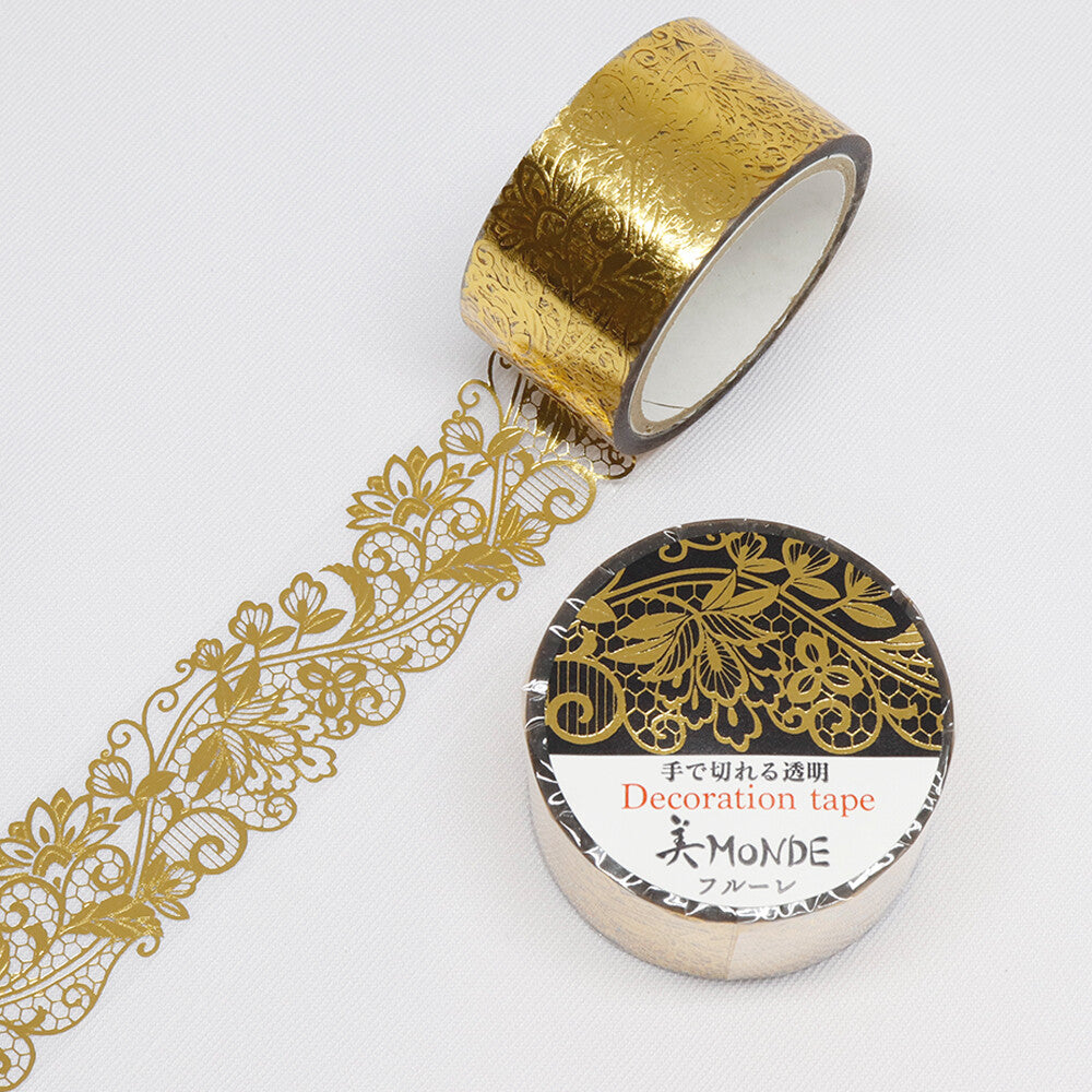 Kamiiso Monde Clear Decorative Tape - Gold Floral