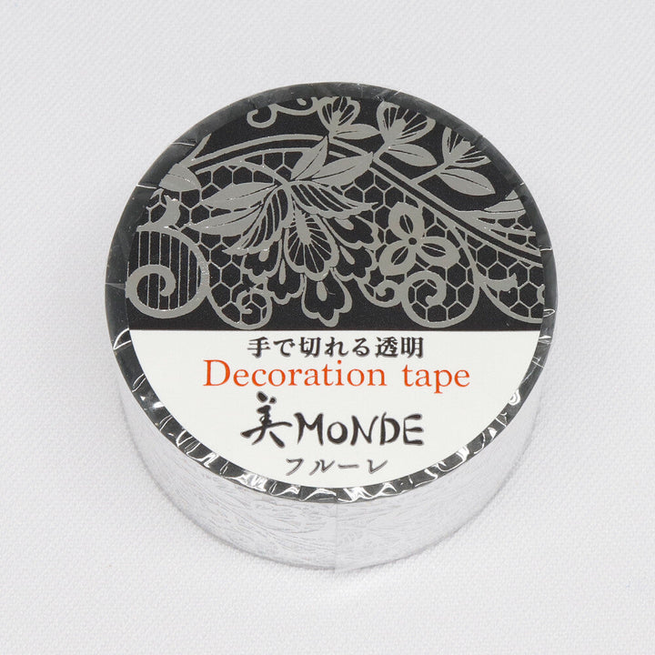 Kamiiso Monde Clear Decorative Tape - Silver Floral