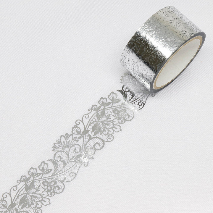 Kamiiso Monde Clear Decorative Tape - Silver Floral
