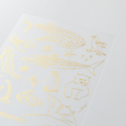 Midori Gold Foil Transfer Sticker - Sea Creatures