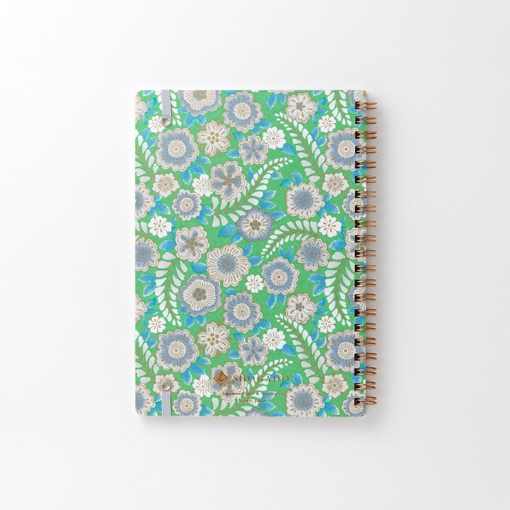 Shogado Yuzen Ring Notebook A5 - Garden Series - Green #6