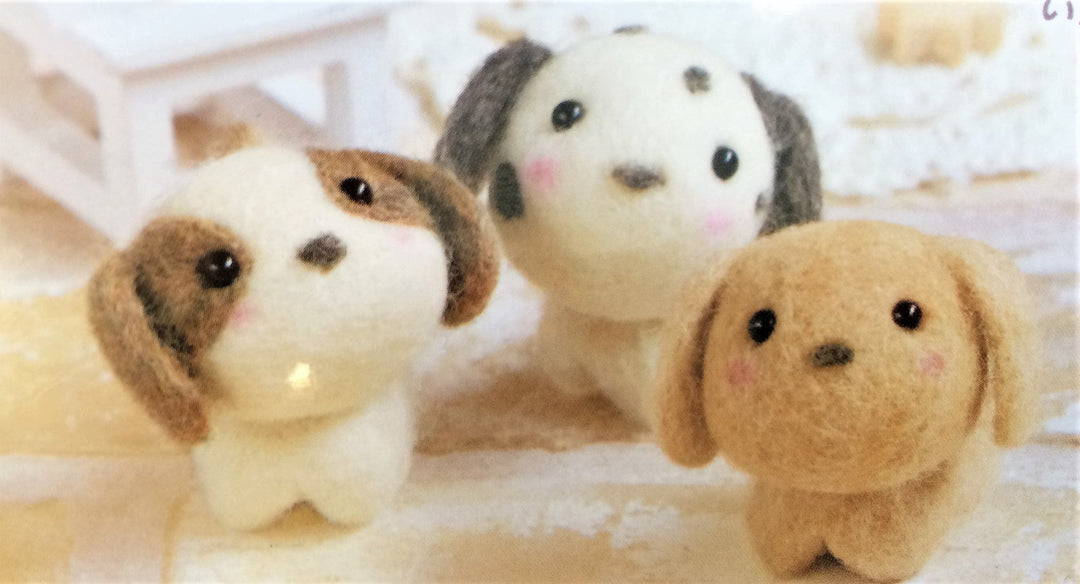 Japanese Hamanaka Needle Felting Kit- 3 Little Dogs (English translation included)