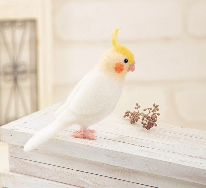 Japanese Hamanaka Aclaine Acrylic Fibre Needle Felting Kit - Cockatiel (English translation included / Video tutorial)