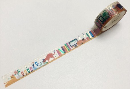 World Craft Glitter Washi Tape - Cats on Shelf