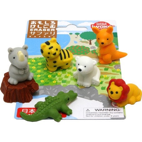 Iwako Puzzle Erasers - "Safari" Collection (Made in Japan)