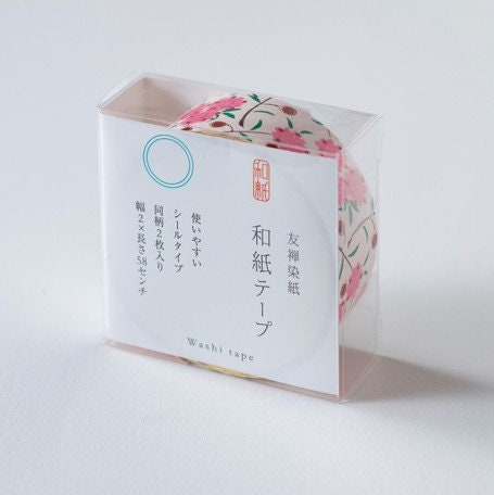 Yuzen Washi Tape - Pink Floral #16 (Made in Kyoto, Japan)