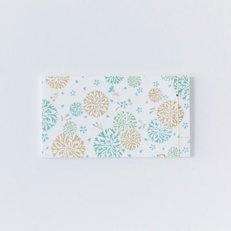 Shogado Watoji Yuzen Memo Pad - "Chic" Green Dandelion #5 (Made in Kyoto, Japan)