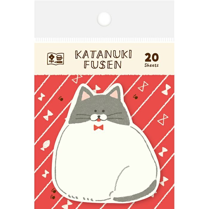 Furukawa Paper Works - Die Cut Sticky Note - Grey & White Cat