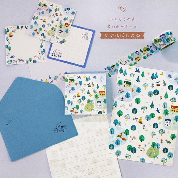 Mind Wave Letter Writing Set - Nagareboshi-no-Mori - Shooting Star in Winter Forest