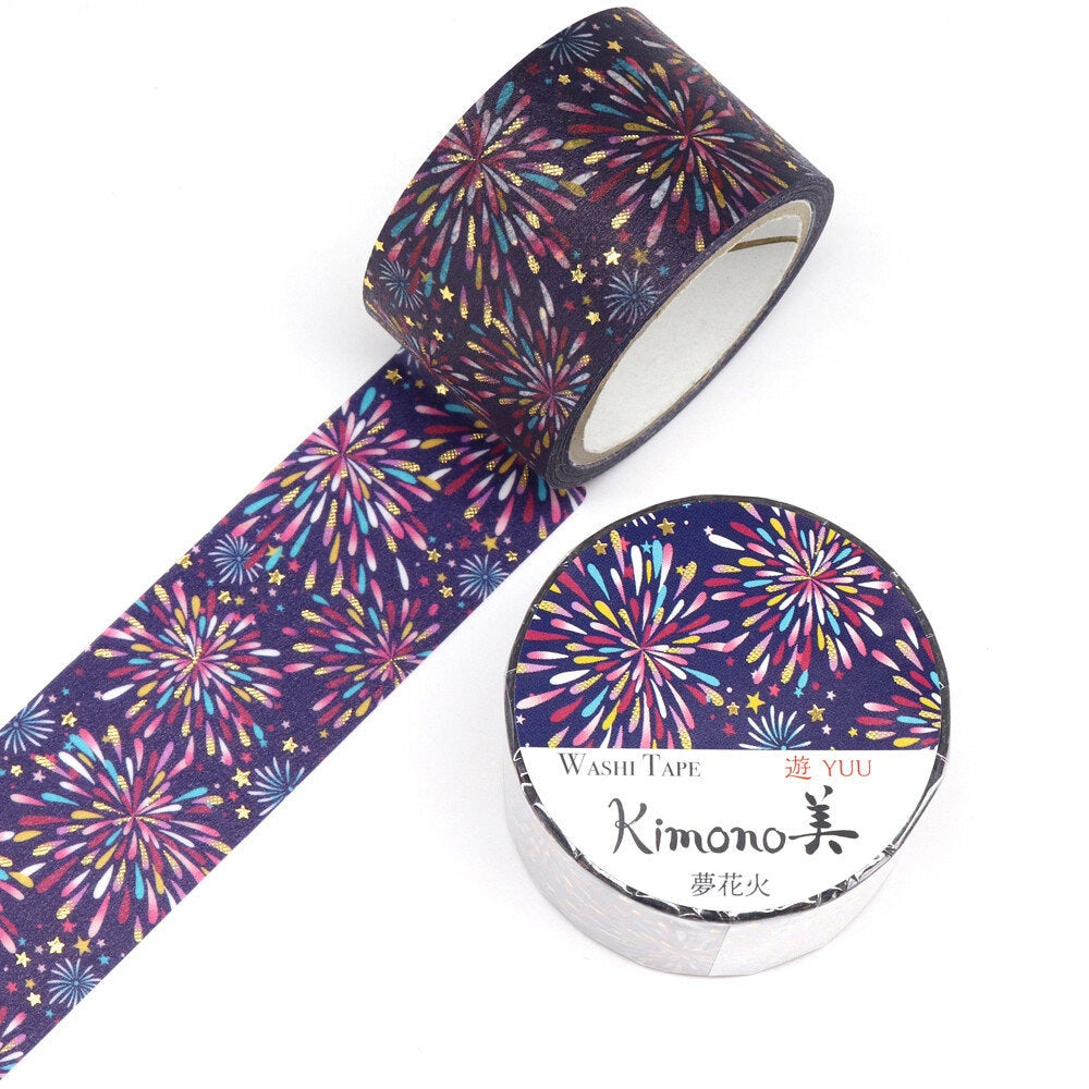 Kamiiso Yuzen Washi Tape - Kimono "Yuu" Series - Fireworks (Made in Japan)